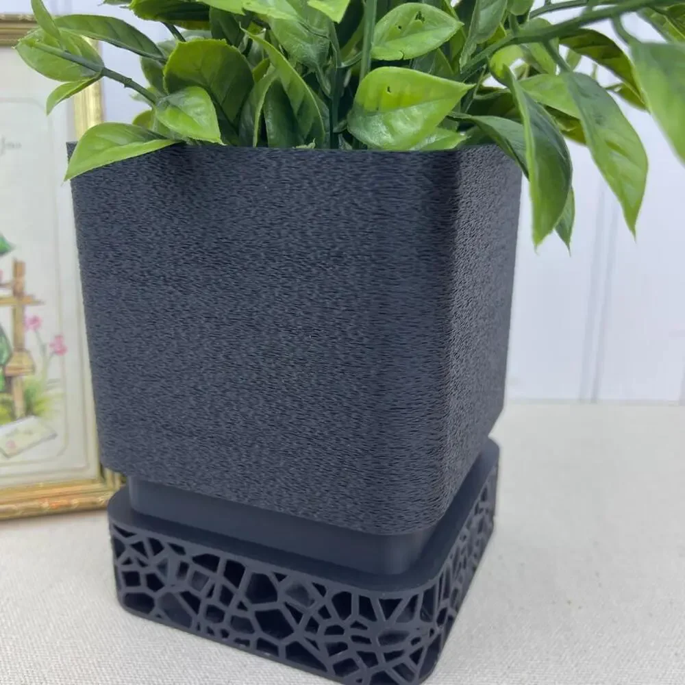 Modern Planter Pot, Vori Square Planter, Textured Flower Pot